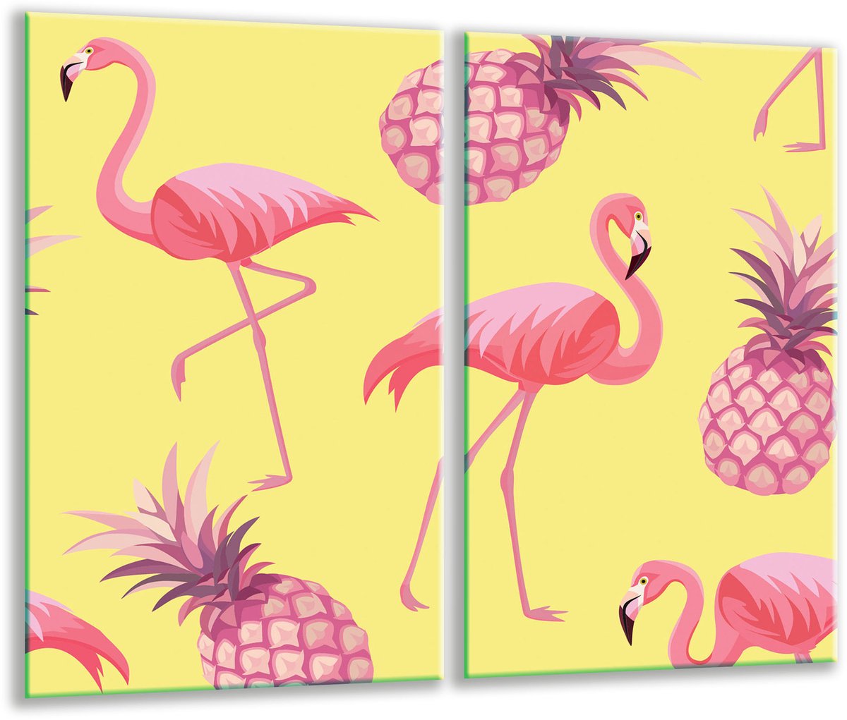 TMK ArtDeko - Snijplank Glas - Flamingo - 2x 30x52 cm - Geen Geur - Hittebestendig