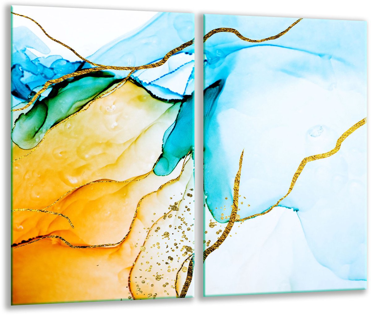 TMK ArtDeko Serie - Glazen Snijplank - 2x 30x52 cm - Marmer Motief - Inductie