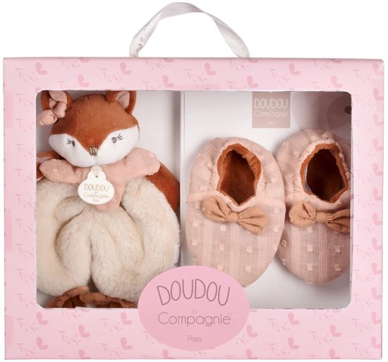 Doudou et Compagnie - Mina kraamcadeauset - Babyslofjes & Knuffeldoekje - Bruin - 0 tot 6 maanden van Doudou et Compagnie — afbeelding 4