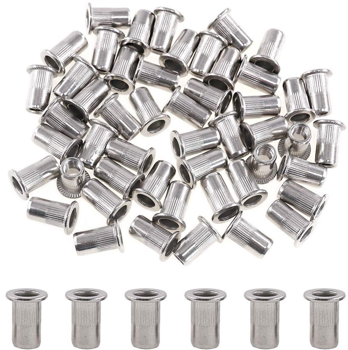 50 Stuks RVS M5 Platte Hoofd Draad Rivet Insert Moer Set - Duurzaam en Corrosiebestendig voor Diverse Toepassingen