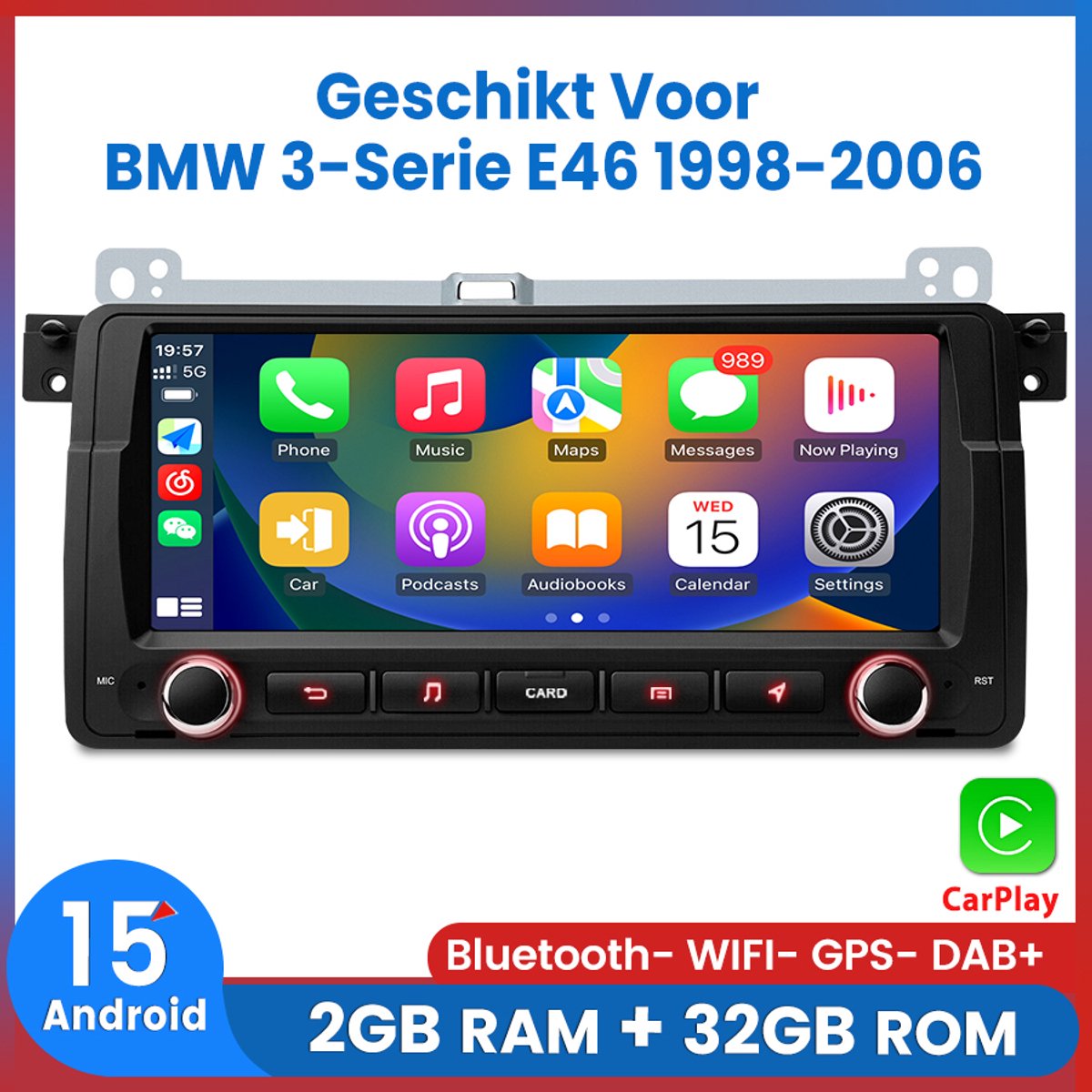 Awesafe Android 15.0 Autoradio - Geschikt Voor BMW 3-Serie E46 1998 t/m 2006 - Draadloos Apple Carplay & Android Auto - 8 Inch Radio Scherm - GPS Navigatie - Bluetooth & Wifi - Ram 2GB + Rom 32GB - 1998 1999 2000 2001 2002 2003 2004 2005 2006