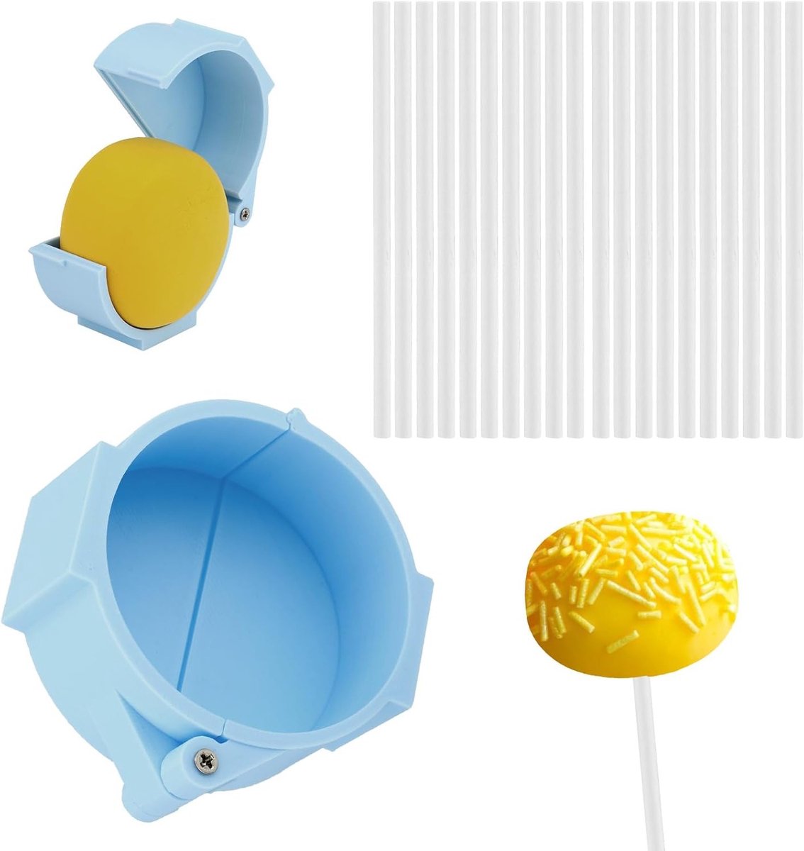 Half Cirkel Cake Pop Vorm - Plastic Mold met Stokken voor Thuisbakken, Verjaardagsfeesten en Bruiloften, Ideaal voor Desserts en IJsjes