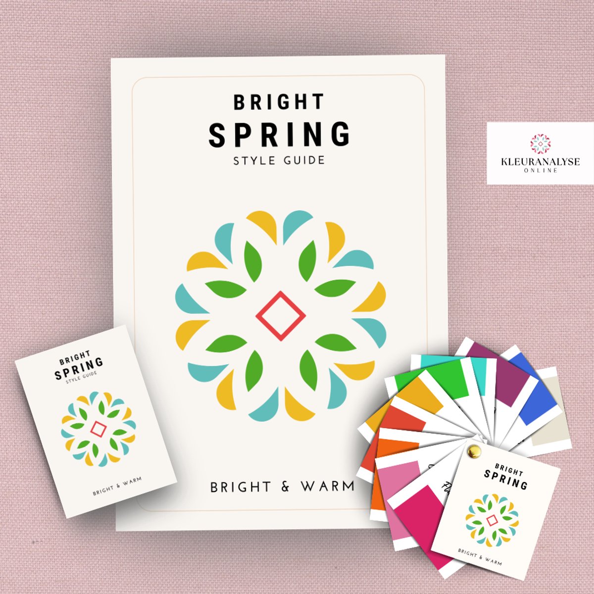 Bright Spring Bundel - Stijlgids + Pocket Guide + Kleurenwaaier - Seizoenskleuren – Kleurtype Lentetype – Warm & Helder – Kleuranalyse – Kleuradvies Voor Kleding