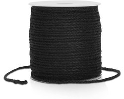 Natuurlijke Jute Touw van 100 m, Zwart Jute Touw voor Tuin, Cadeauverpakking en Creatieve Klussen, 3 mm Dikte