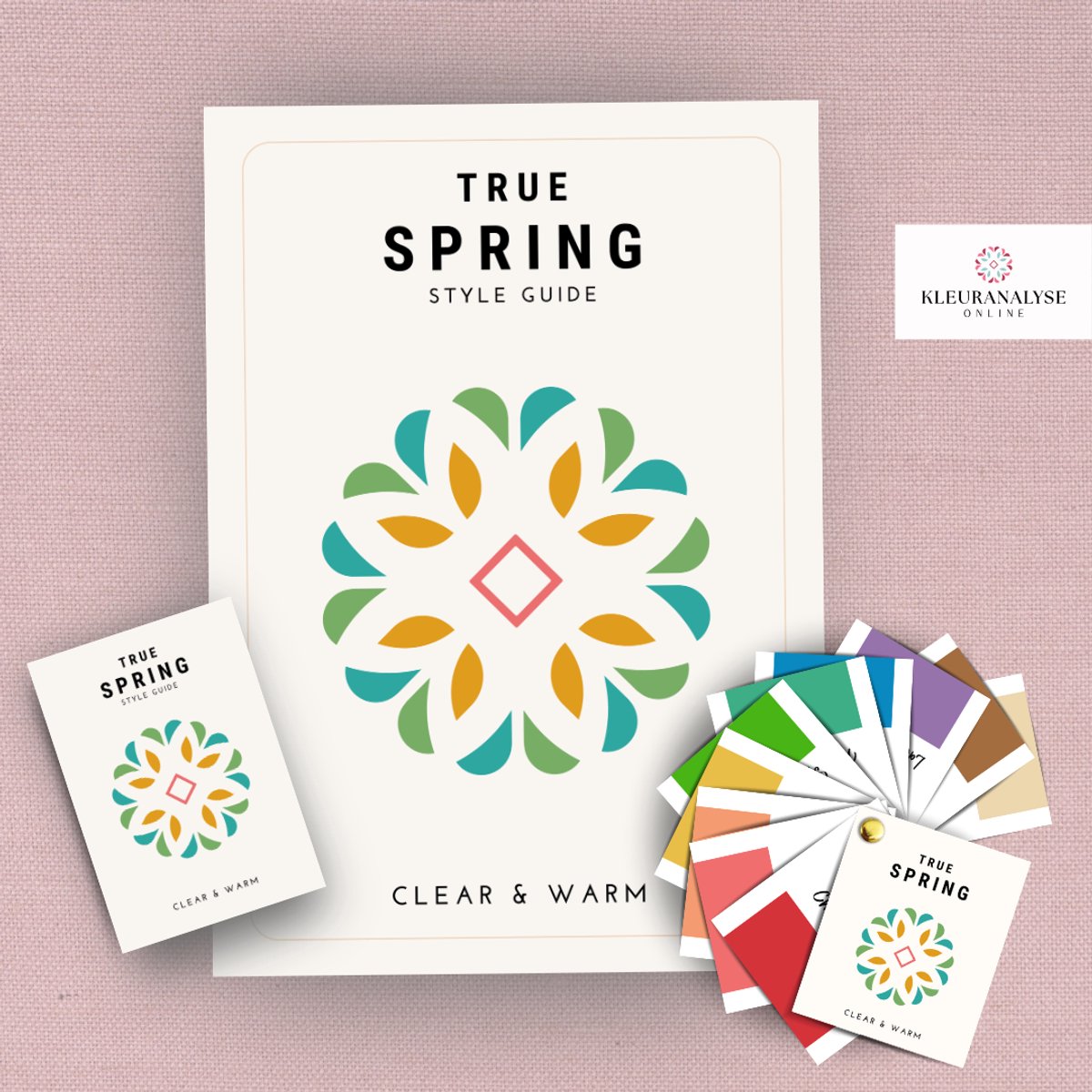 True Spring Bundel - Stijlgids + Pocket Guide + Kleurenwaaier - Seizoenskleuren – Kleurtype Lentetype – Warm & Helder – Kleuranalyse – Kleuradvies Voor Kleding