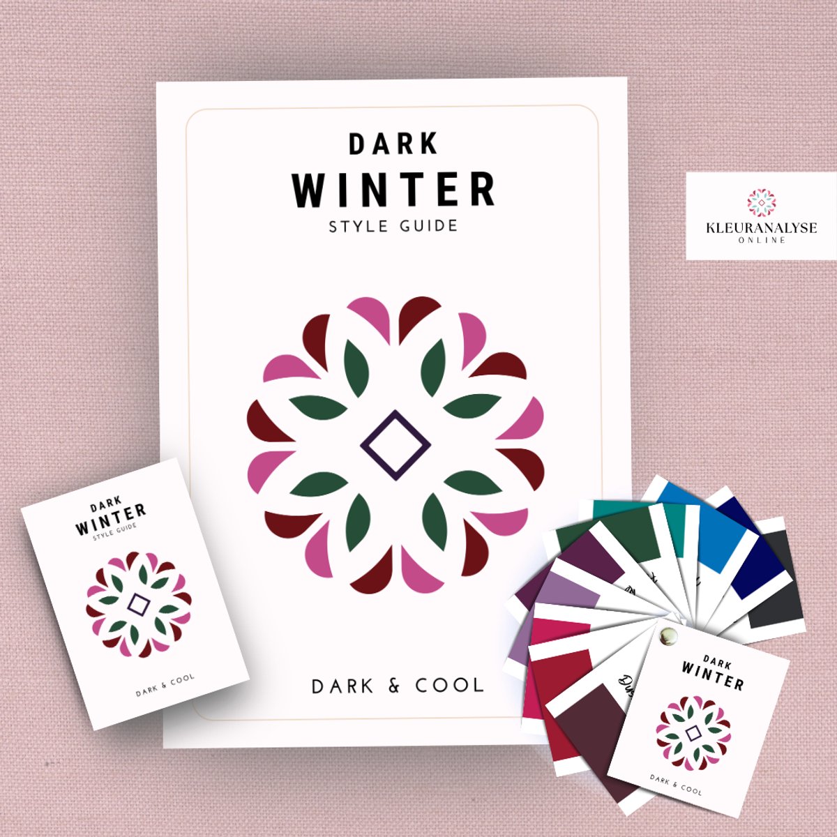 Dark Winter Bundel - Stijlgids + Pocket Guide + Kleurenwaaier - Seizoenskleuren – Kleurtype Wintertype – Koel & Diep – Kleuranalyse – Kleuradvies Voor Kleding