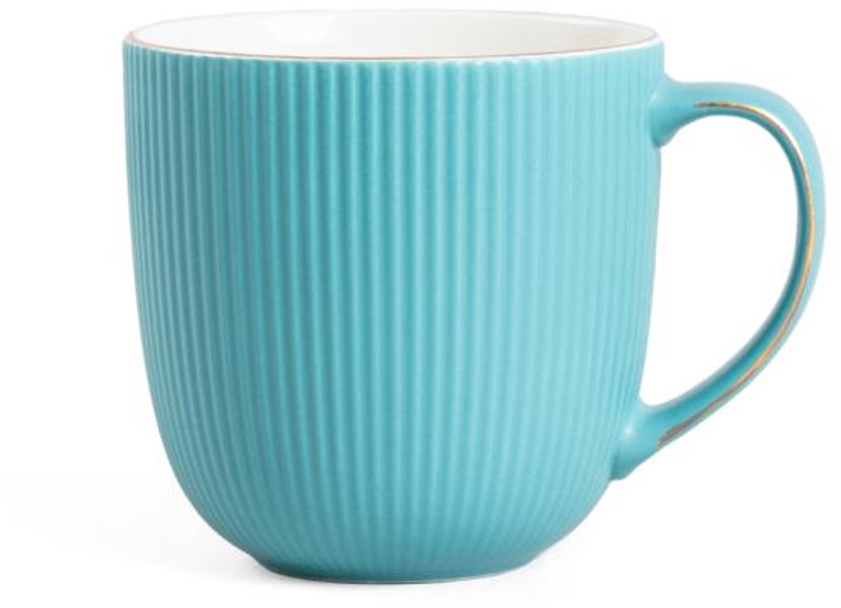 Homla - Daisy Mok - Koffiemok - Theemok - Moderne Mok - Koffiebeker - Vaatwasser Bestendig - Keramiek - 350ml - 12 x 12 x 9cm - Turqoise