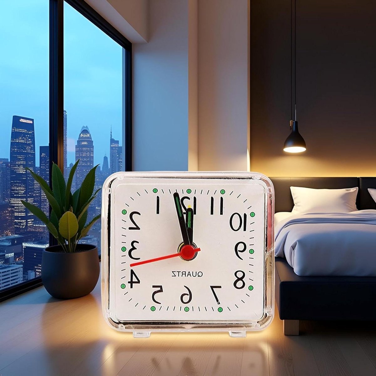 Kleine Wekker - Reiswekker Nachtkastje - Wakker Worden - Compact Vierkant Design - N.v.t. - Wit