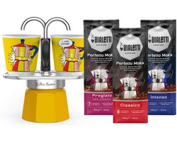 Bialetti Mini Express Lichtenstein + Bialetti Koffiepakket 3 x 250gr