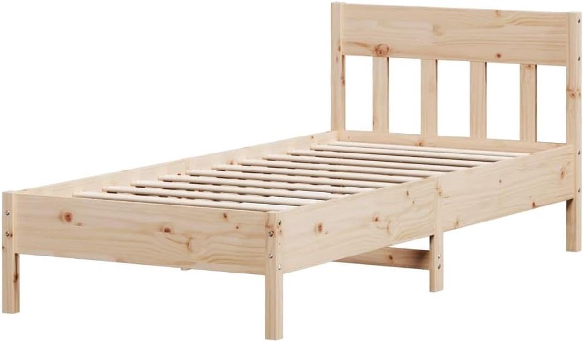 Bedframe Grenenhout - Houten Bed - Goede Nachtrust - Massief Hout - 75x190 cm - Naturel