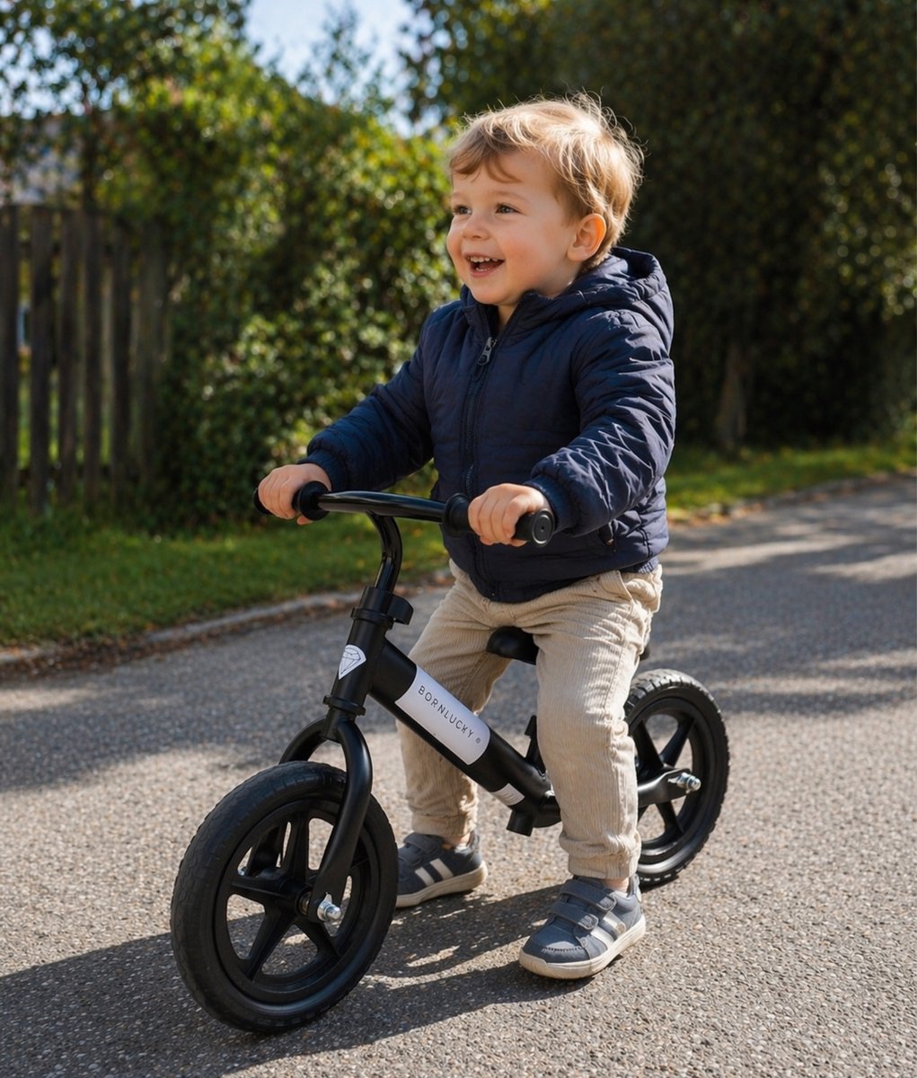 Born Lucky Loopfiets – Balance Bike – Verstelbaar Stuur en Zadel – Vanaf 2 Jaar – Lichtgewicht – Zwart — afbeelding 5