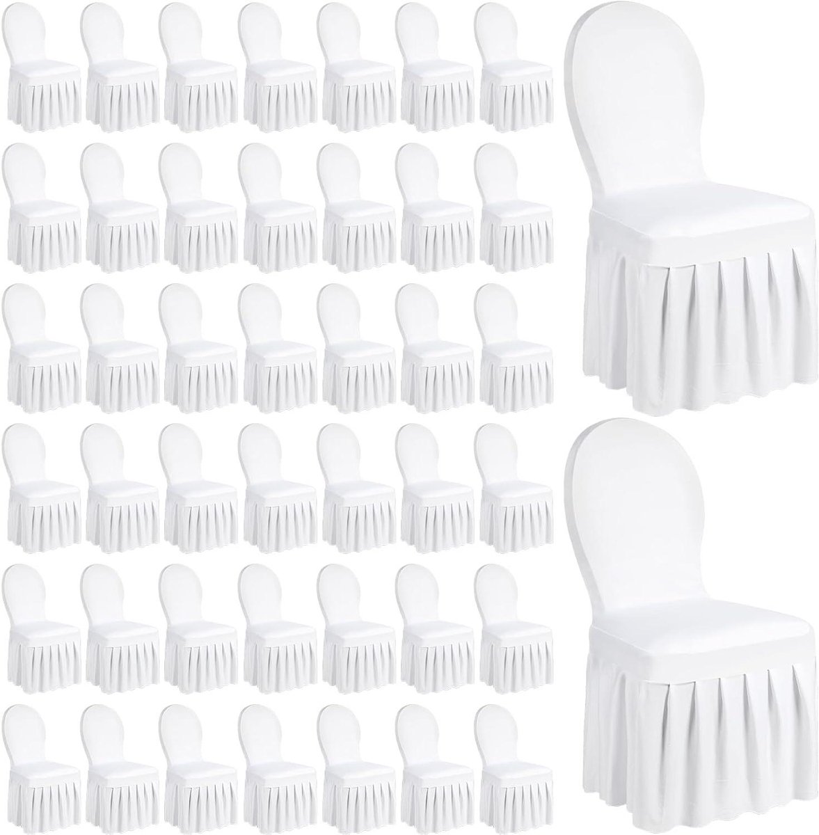 Stoelhoezen met rok - Stoelbeschermers Eetkamerstoelhoes - Feestdecoratie - Elastische stof met rok - 50 stuks - Wit