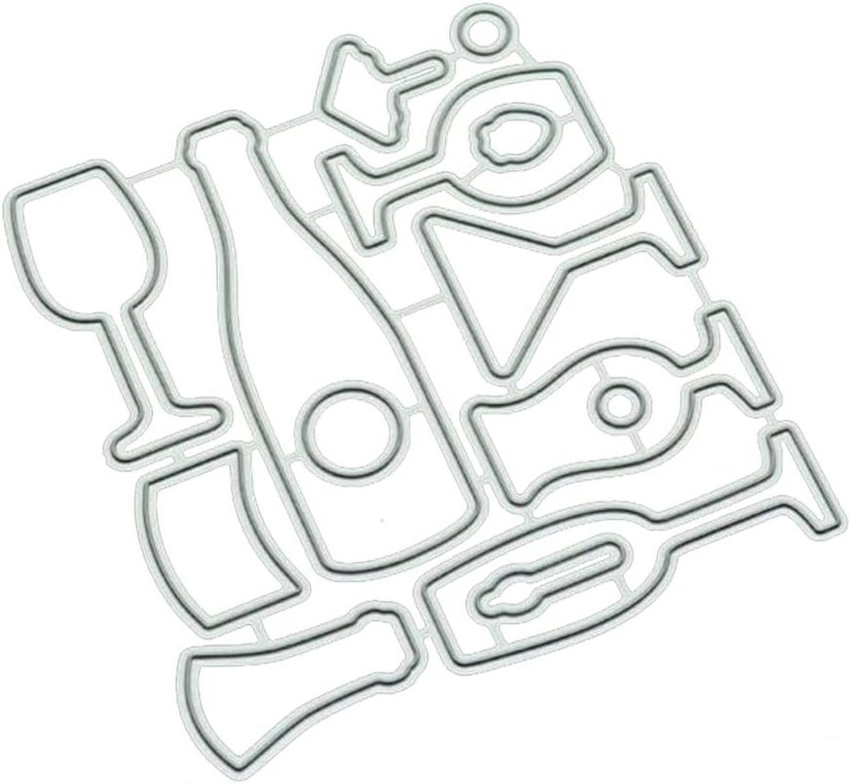 Wijnglas Stanssjabloon - Metaal Stansvorm - Kaarten Maken - Koolstofstaal Materiaal - Compact - Zilver