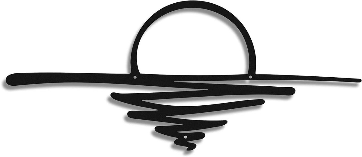 Metalen Muurdecoratie Zonsopgang - Wandkunst Zon Metaal Decor - Woonkamer Decoreren - Minimalistisch Ontwerp - 43 x 18 cm - Zwart