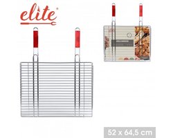 Elite BBQ/barbecue rooster - klem grill - metaal - 52x40x1cm - vlees/vis/groente - Extra groot formaat