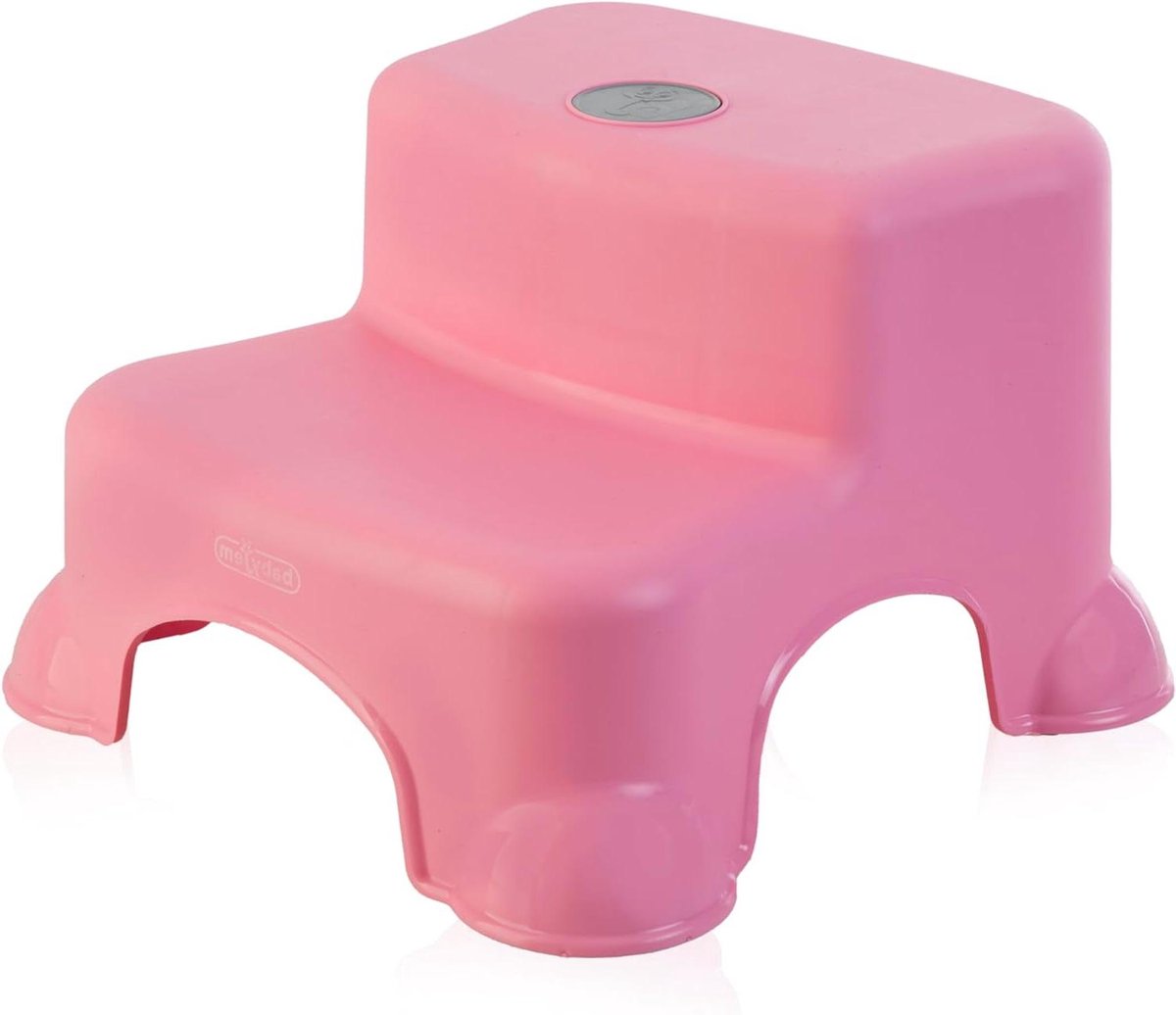 Opstapje Baby - Kinderkrukje Krukje - Zelfstandig Worden - Antislip Systeem - 2 Treden - Roze