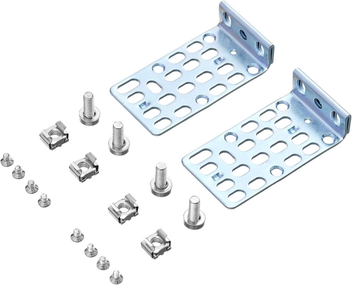 Rack Mount Kit - Switch Beugels - Serverkast Organisatie - Verdikt Metaal - 1U - Zilver