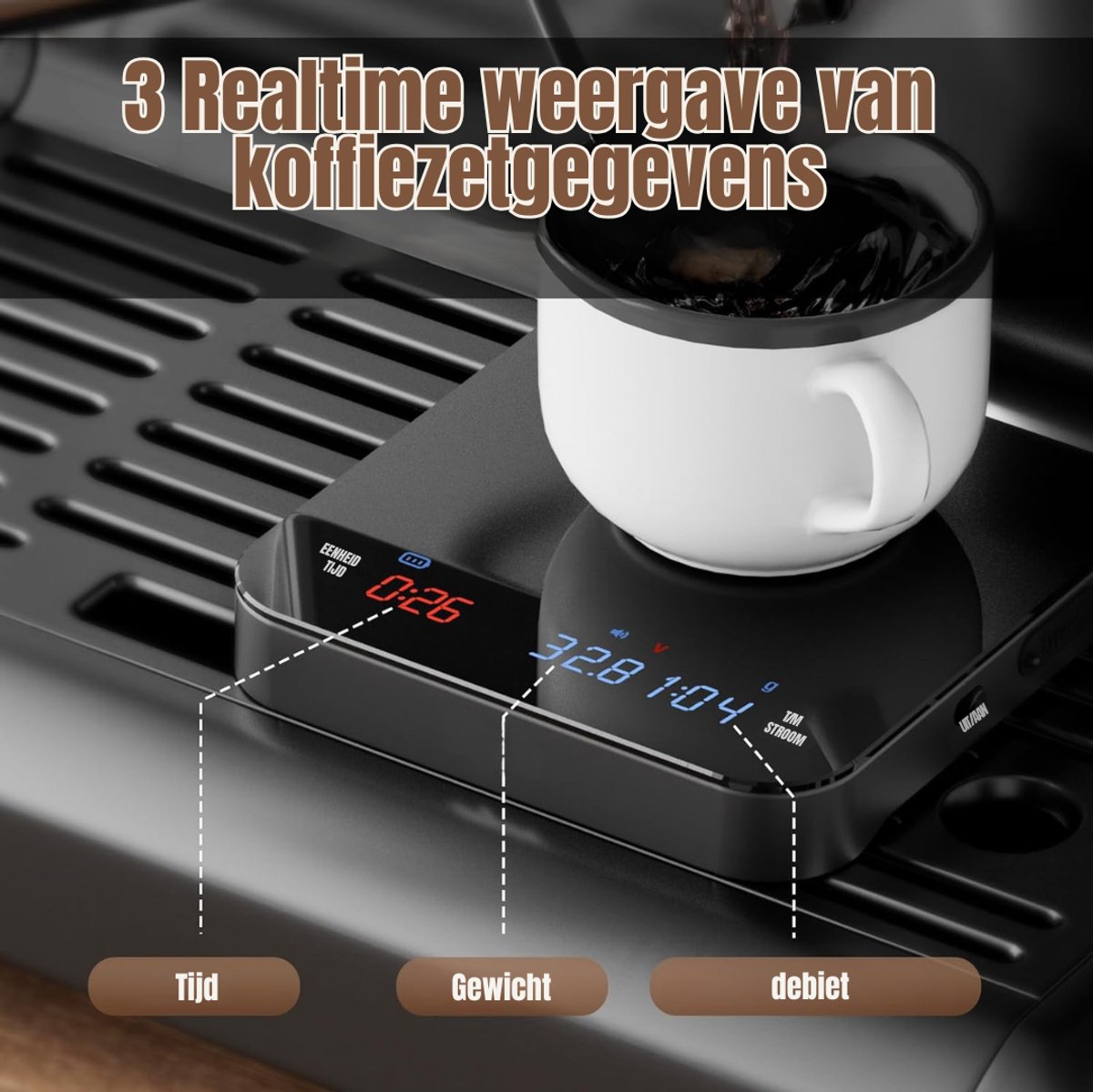 Zyrex® Koffie Weegschaal - Weegschaal - Scale - Max 2000 Gram - Zwart - 18cm x 17cm x 7cm