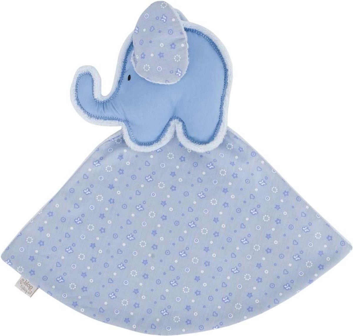 Knuffeldier Olifant - Pluche Olifant - Baby Troosten - Zacht Jersey Velours - 15 x 15 x 3 cm - Blauw
