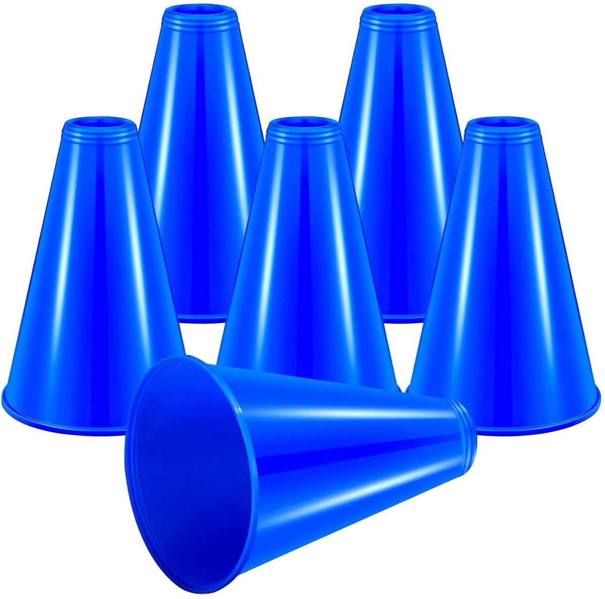 Cheer Megafoon - Herriemaker Feest - Feest Sfeer Verbeteren - Lichtgewicht Plastic - 6 stuks - Blauw
