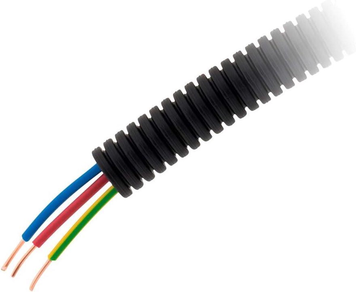 Voorgefilleerde Ommanteling - ICTA Mantel Kabel - Lichtcircuits Installeren - NF-gecertificeerd - 25 m - Grijs