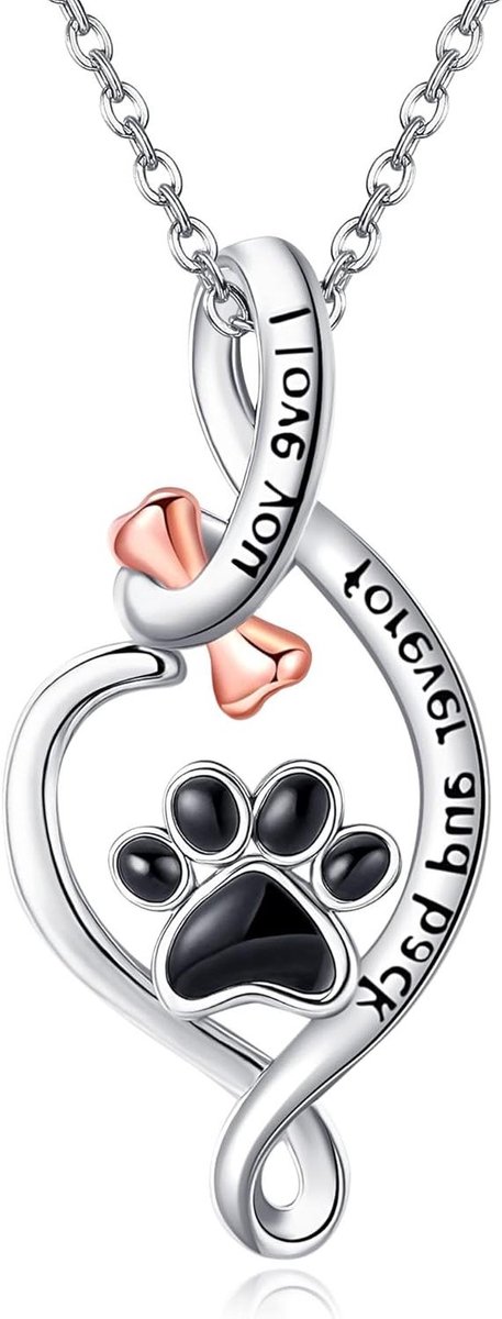 Halsketting Hondenpoot - Hanger Pootafdruk - Herdenkingssieraad - 925 Sterling Zilver - 40 g - Zilver