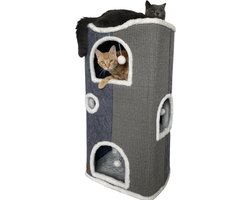 Kattenhuis met 4 niveaus - Kattenmeubel Kattentoren - Binnenkatten Ontspannen - Sisalkrasoppervlak - 83.8B x 33H cm - Grijs