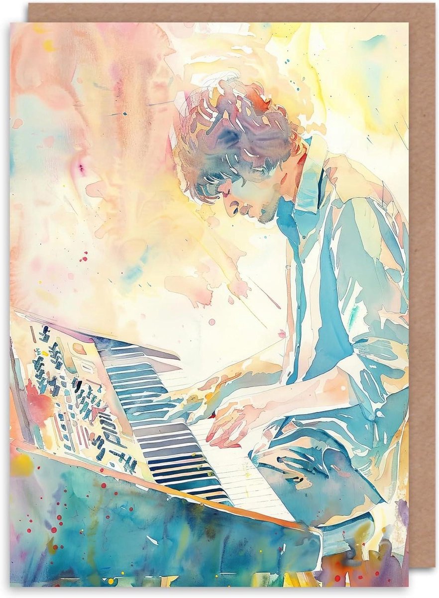 Wenskaart - Verjaardagskaart Muziek - Persoonlijke Boodschap - Blanco Binnenkant - 17.5 x 12.5 cm - Meerkleurig