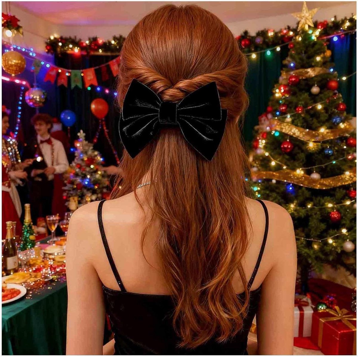 Grote Fluwelen Strik - Haarclip Knoop - Haar Styling - Zwart Fluweel - 10 cm - Zwart