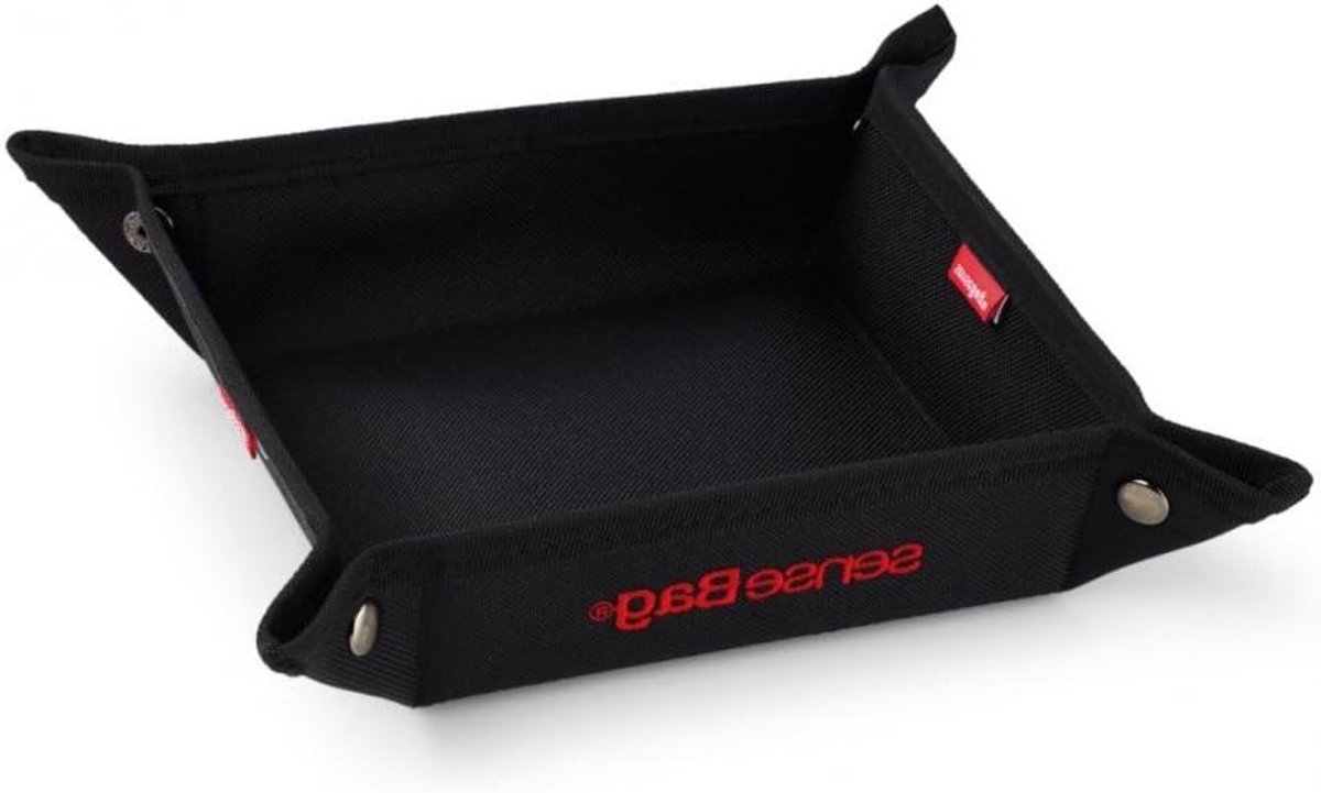Stoffen Opbergbak - Bureau Organizer Bakje - Spullen Opbergen - Met Drukknopen - 25.5 cm - Zwart