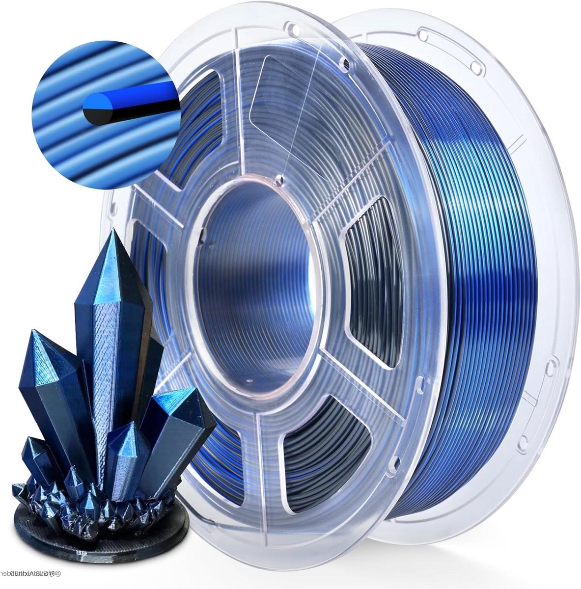 PLA Zijde Filament - 3D Printer Draad - Objecten Printen - Zijdezachte Afwerking - 1.75mm 1kg - Zwart Blauw