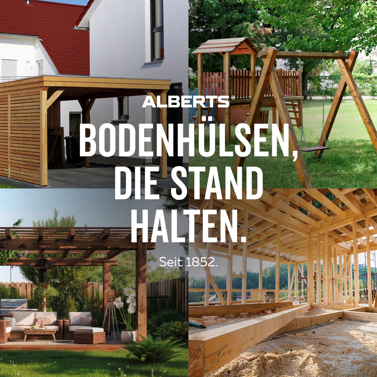 Alberts 4 x inslaggrondhuls, inslaghuls, grondhuls, paalhouder, 750 x 71 x 71 mm