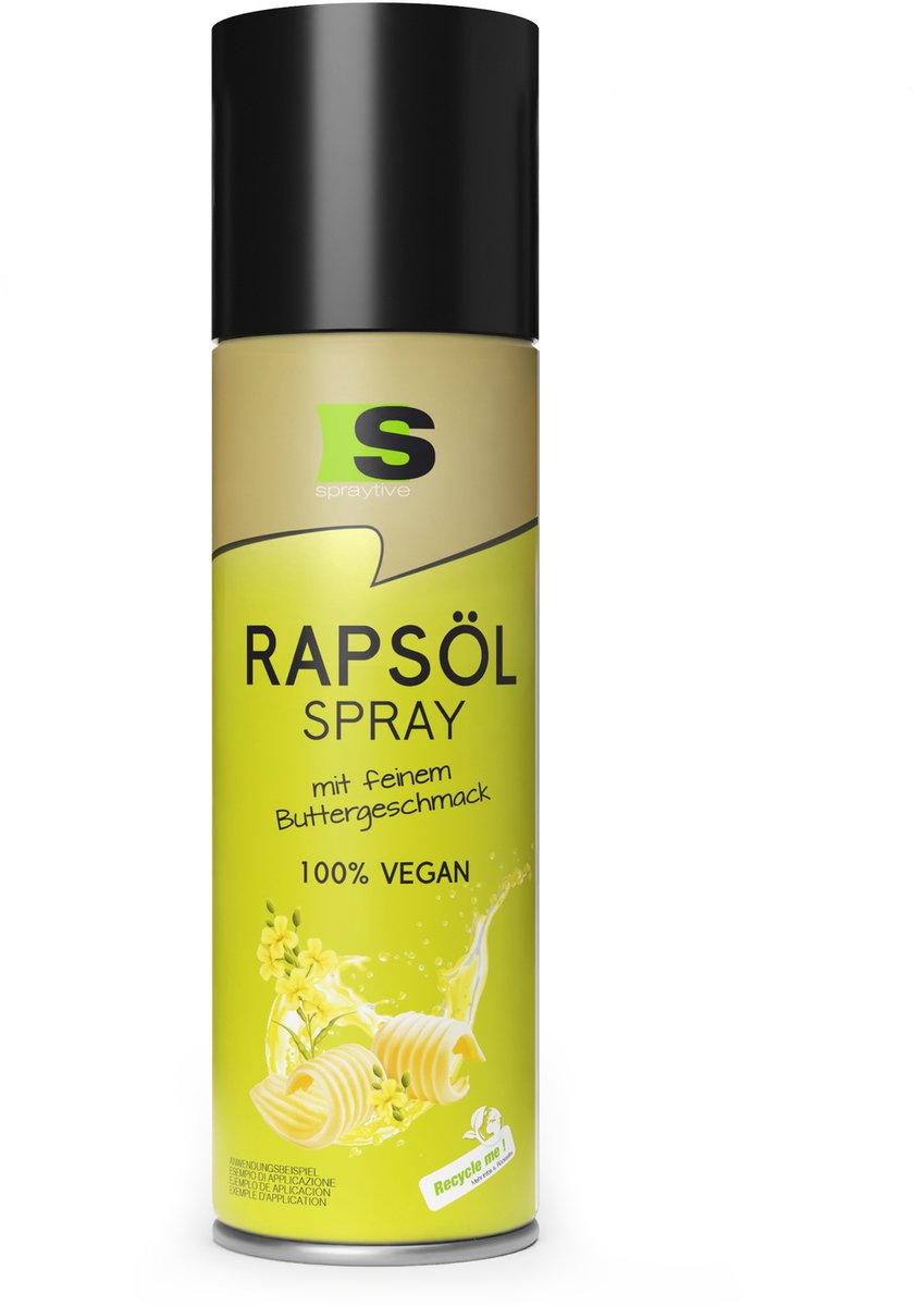 Spraytive 1x 400ml raapzaadolie kookspray met botersmaak airfryer spray voor bakken en koken caloriearm 100% vegan