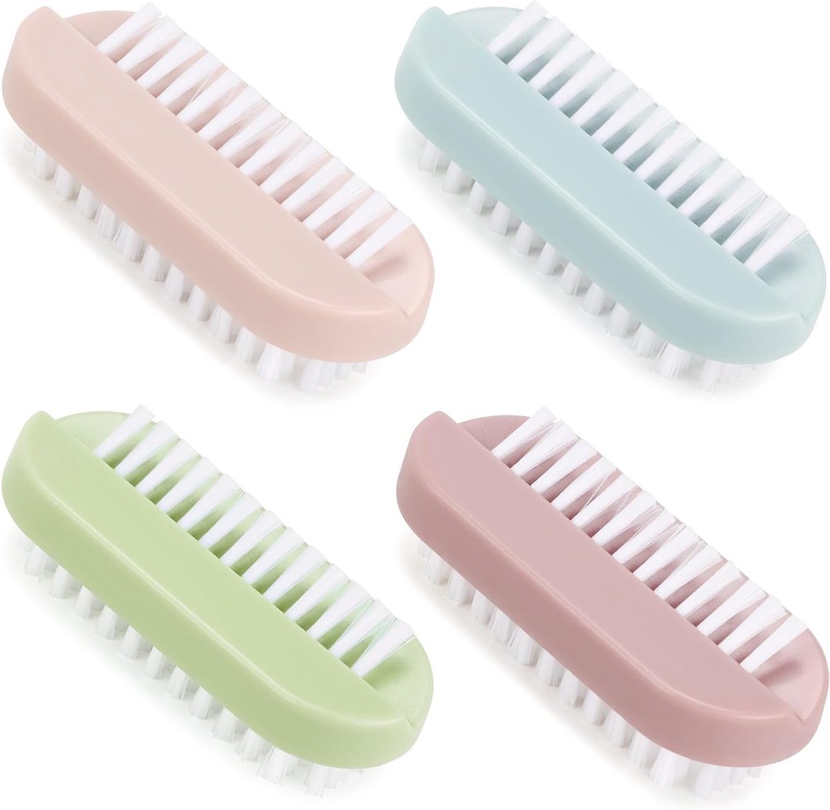 Complete Set van 4 Nagelborstels, Dubbelzijdige Handborstel, Zachte Reinigingsborstels voor Handen en Nagels, Ideaal voor Mannen en Vrouwen, Perfect voor Nagelverzorging en Hygiëne