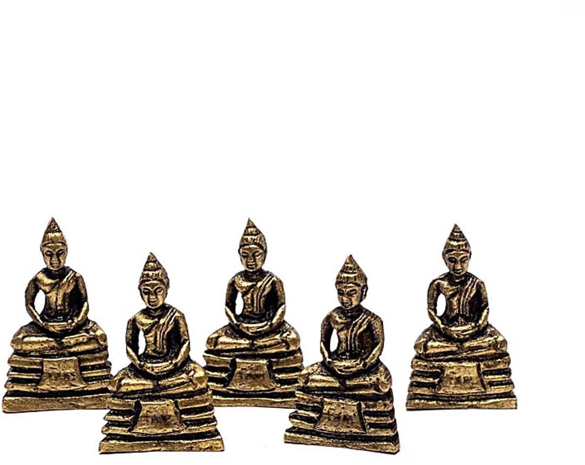 Meditatie Boeddhabeeldje - pakket van 5 stuks - 10 G; 3 Cm - 10 g; 3 cm