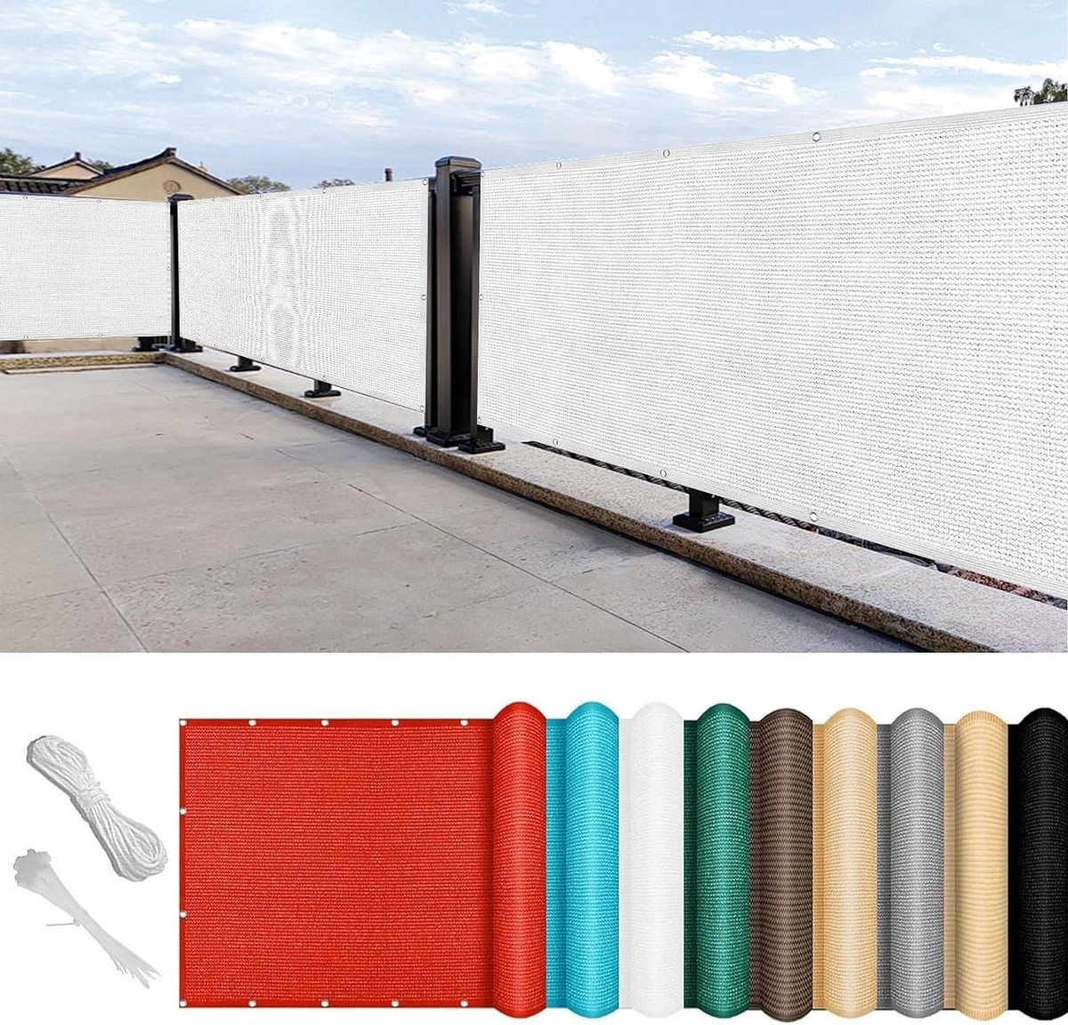 Balkon Privacyscherm - Terras Afscherming - Privacy Creëren - UV-Bescherming 98% - 90x120cm - Wit