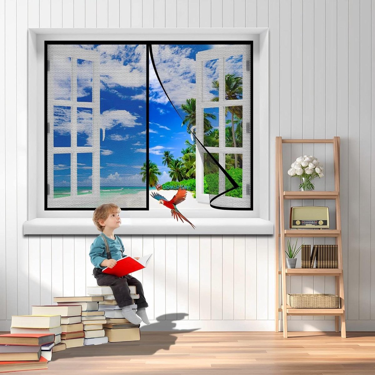 Insectenhor Raam - Vliegenhor Raamhor - Insecten Buiten Houden - Eenvoudige Lijminstallatie - 100 x 90 cm - Zwart