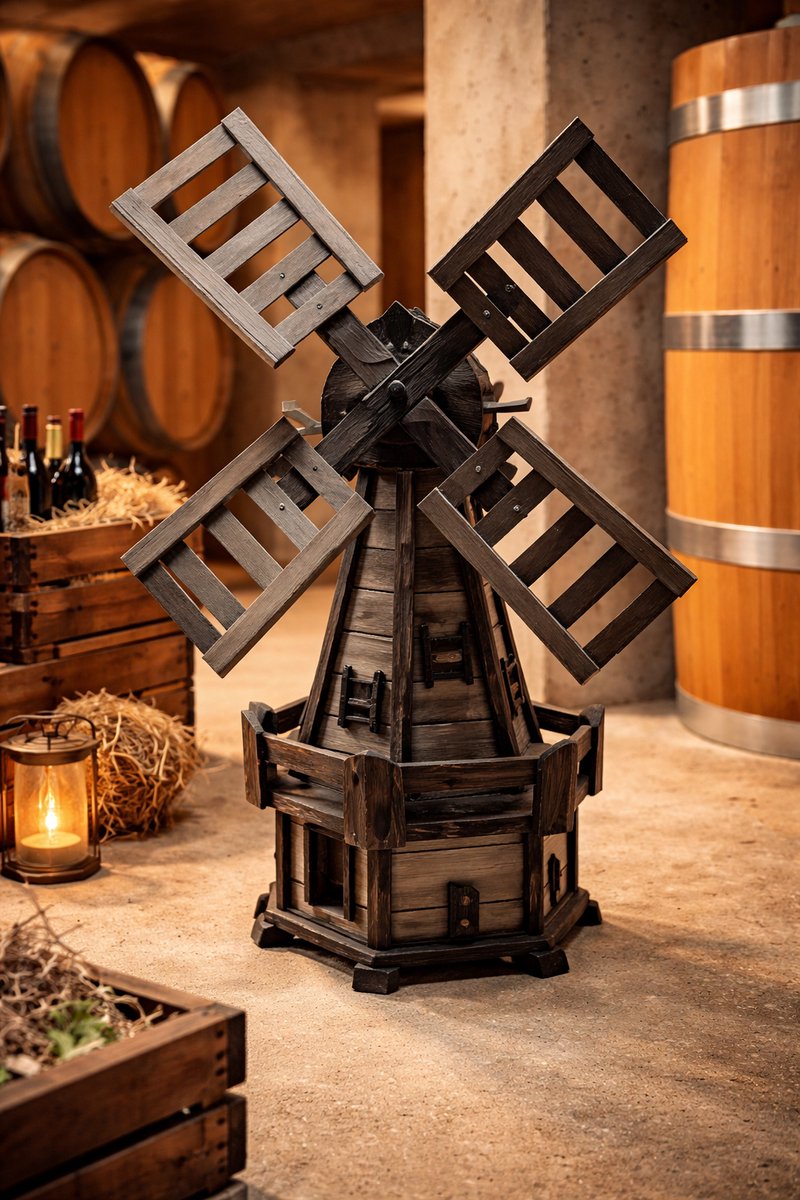 Houten Molen zwart - grijs / Molen / Hout / Tuin / Decoratie