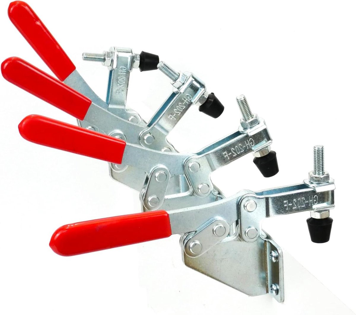 Knevelklem Horizontaal - Snelspanklem Werkstuk - Opspannen Werkstukken - Verticale Grondplaat - 14.2 cm - Rood