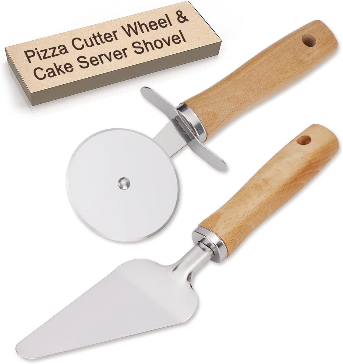 Pizza cutter - scherp - vaatwasserbestendig - gemakkelijk schoon te maken - roestvrij - handige pizza snijder met antislip houten handvat