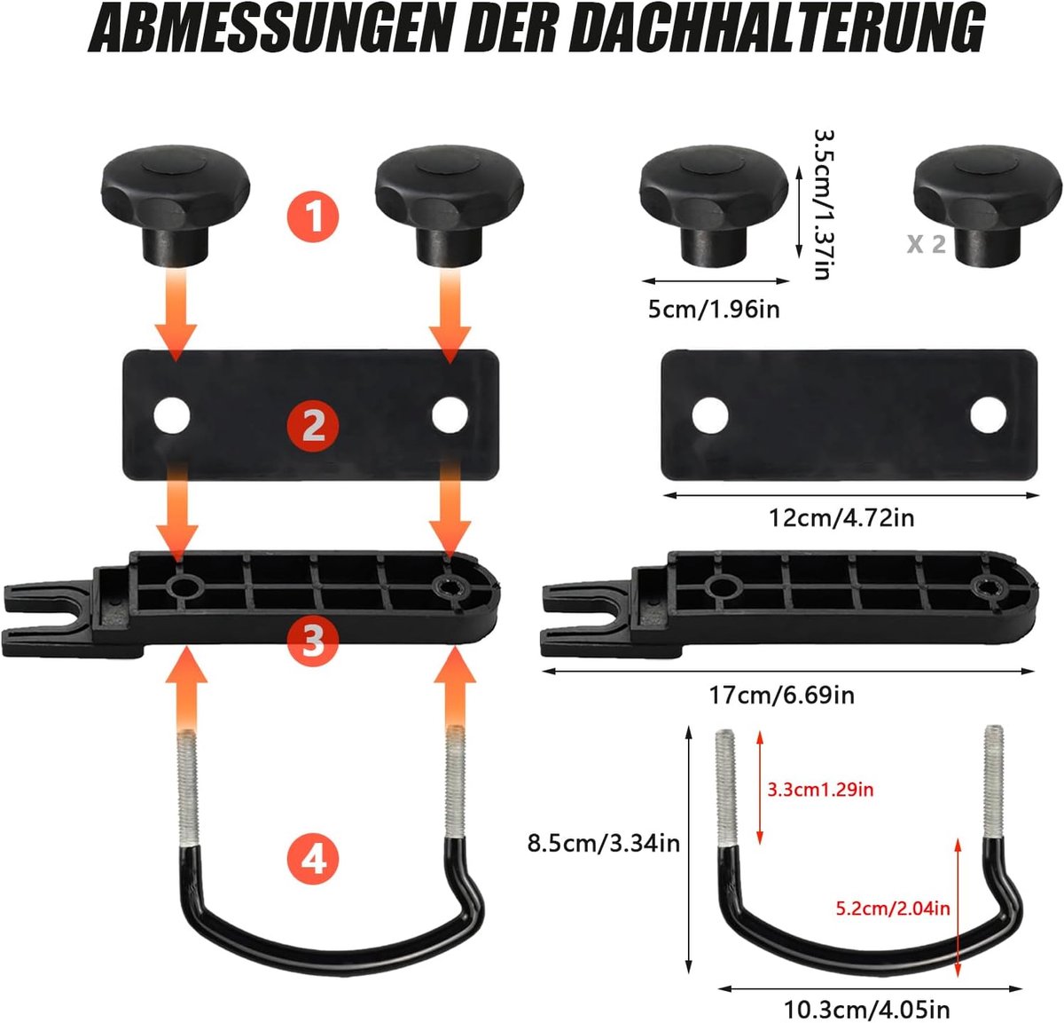Dakbox Bevestigingsset - Universeel Dakdragerset - Gegalvaniseerd Staal - Anti-slip Rubber - Snelle Montage - Voor Auto, Camper & Reis – foto 5
