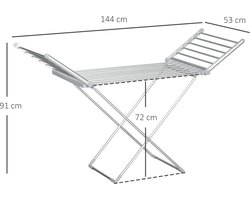 Killogood Elektrische verwarmde handdoekradiator met opvouwbare vleugels - ruimtebesparend - aluminiumlegering - 144x53x91cm - zilver