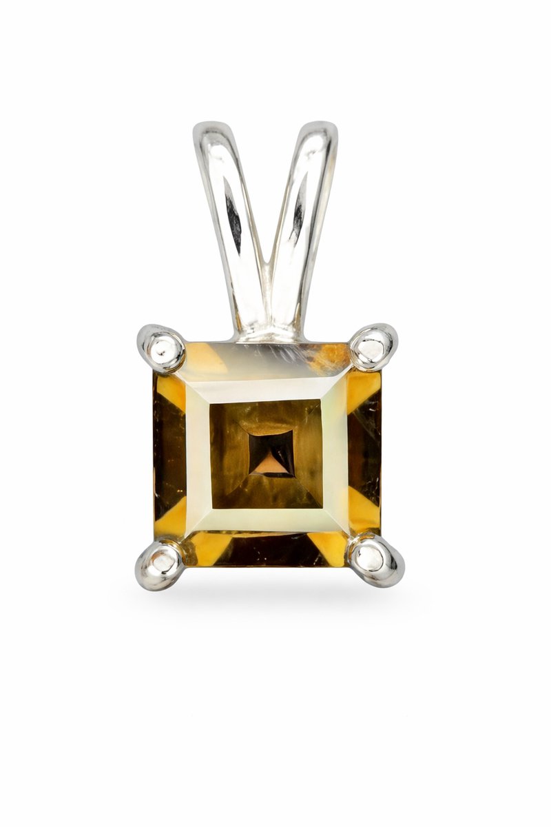 Rookkwarts Hanger in 925 Zilver - Gerhodineerde Edelsteen Kettinghanger