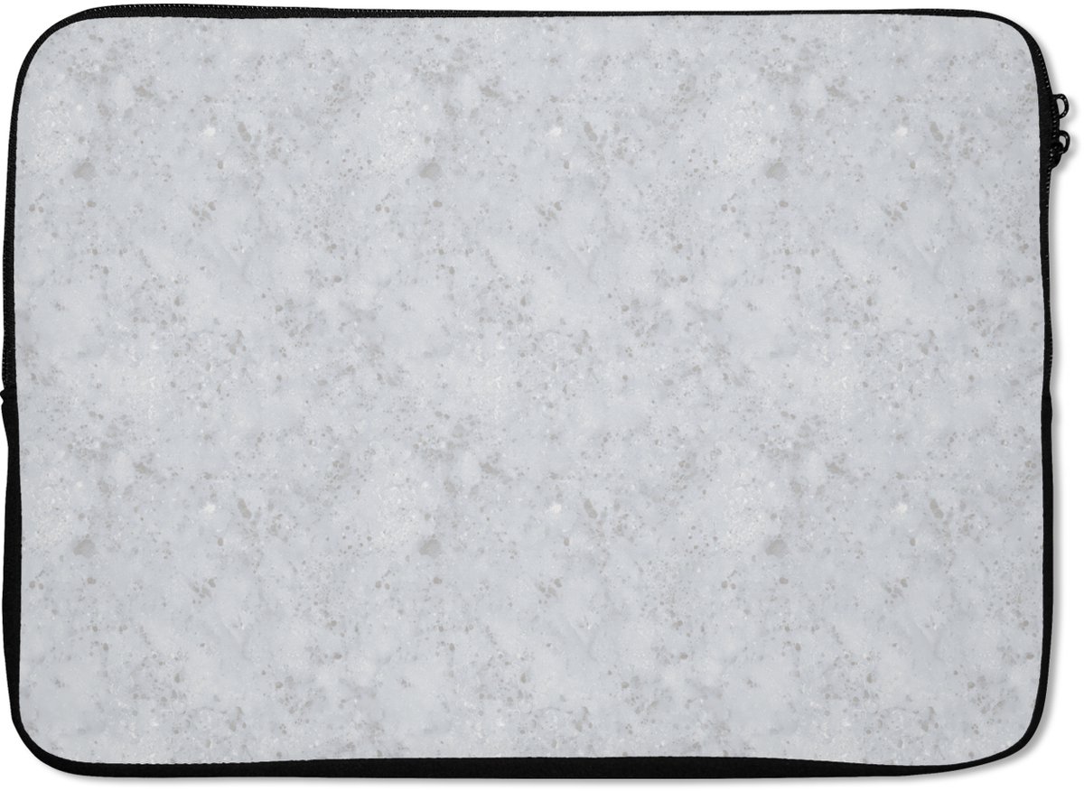 Laptophoes 14 inch - Grijs - Terrazzo-effect - Beton print - Laptop sleeve - Binnenmaat 33x23 cm - Zwarte achterkant