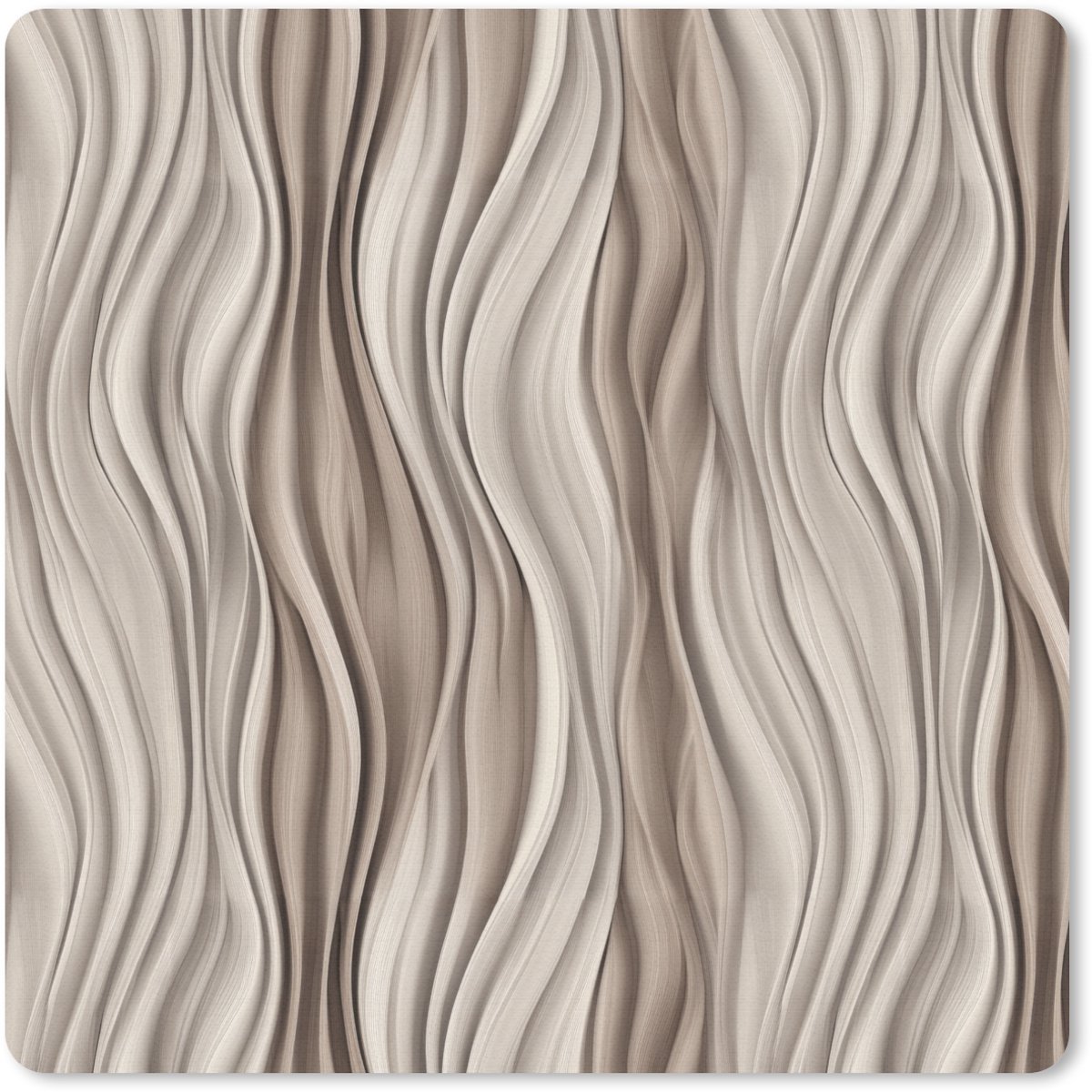 Muismat 30x30 cm - Mousepad Golven - 3D - Crème - Muismatten
