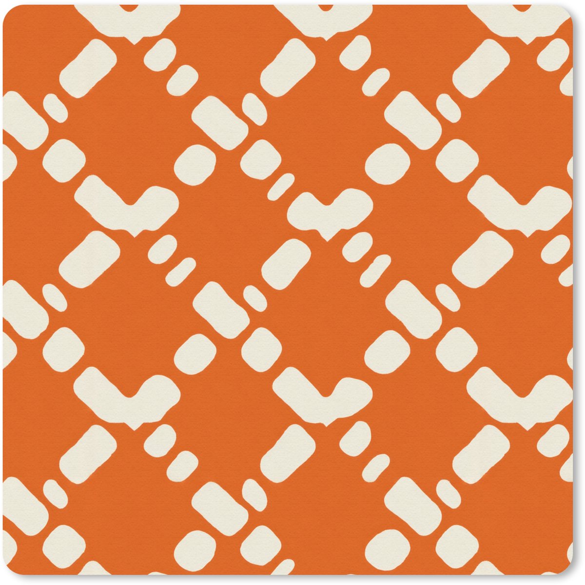 Muismat 30x30 cm - Mousepad Oranje - Ruitpatroon - Wit - Muismatten