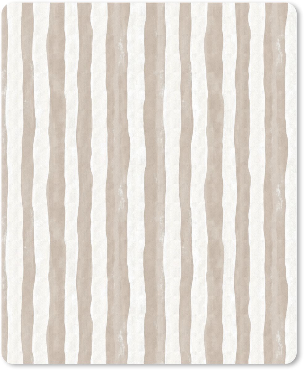 Muismat 12x16 cm - Mousepad Minimalistisch - Strepen - Beige - Muismatten