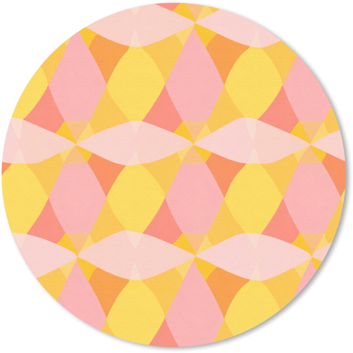 Muismat rond 20x20 cm - Mousepad Kleurrijk - Ruitpatroon - Bladvormen - Ronde muismatten