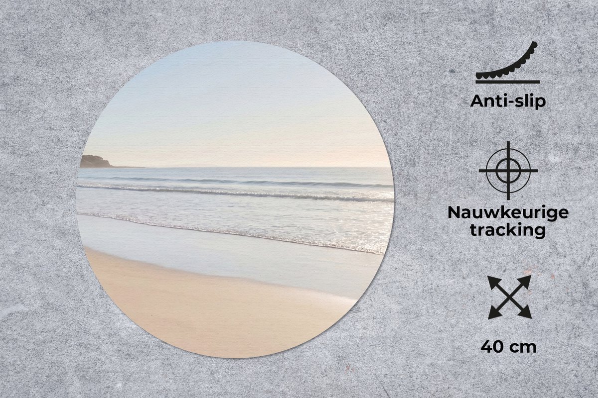 Muismat rond 40x40 cm - Mousepad Zee - Zon - Zand - Ronde muismatten
