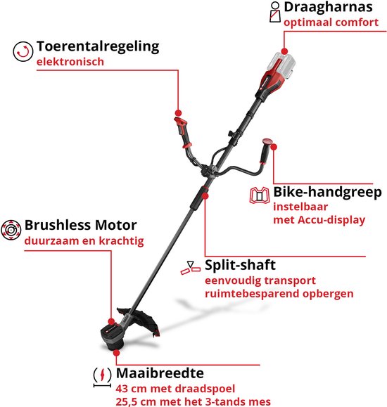 Einhell Professional Accu Bosmaaier GP-BC 36/430 Li BL Solo - Power X-Change - 36 V/Li-ion - Maaidiameter Draad/Mes: 43/25,5 cm - Koolborstelloze motor - Incl. draadspoel en 3-tandsmes - Excl. accu en lader van Einhell — afbeelding 2